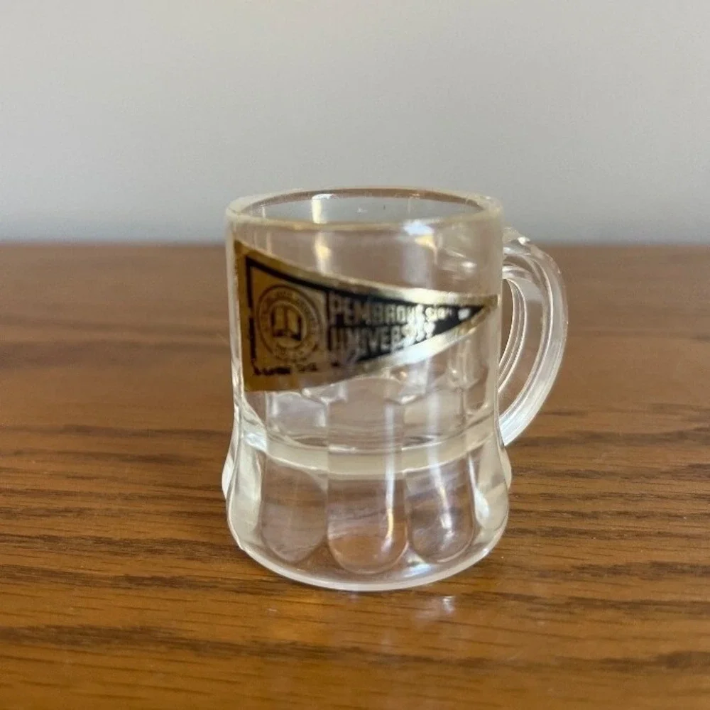 Pembroke State University Mini Mug Shot Glass Plastic Vintage NC Rare